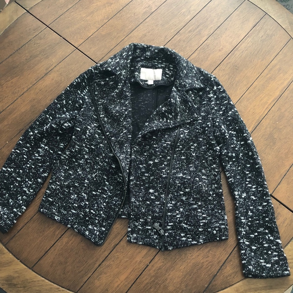 Banana Republic Tweed black and white Moto jacket